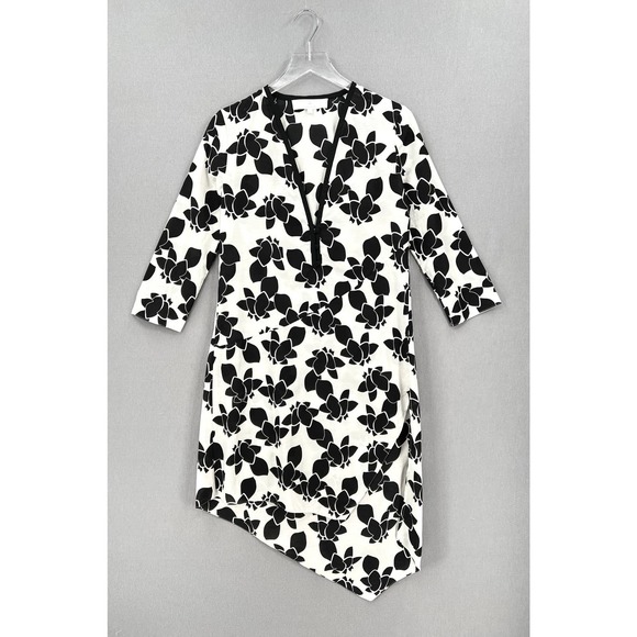 Thakoon Tops - THAKOON ADDITION Tunic Womens 0 White Black Cotton Silk Voile 3/4 sleeve